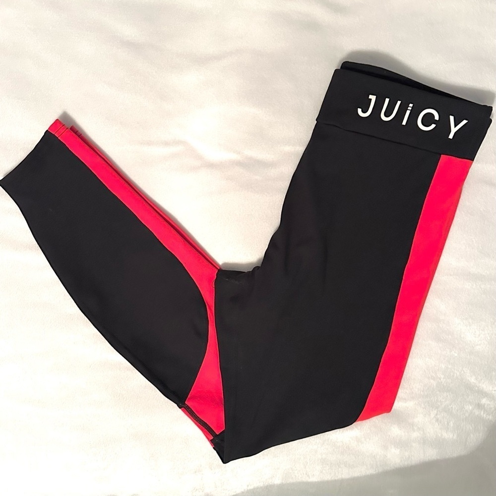 Juicy Couture Sport Cropped Legging L Women’s black pink/red panel color block